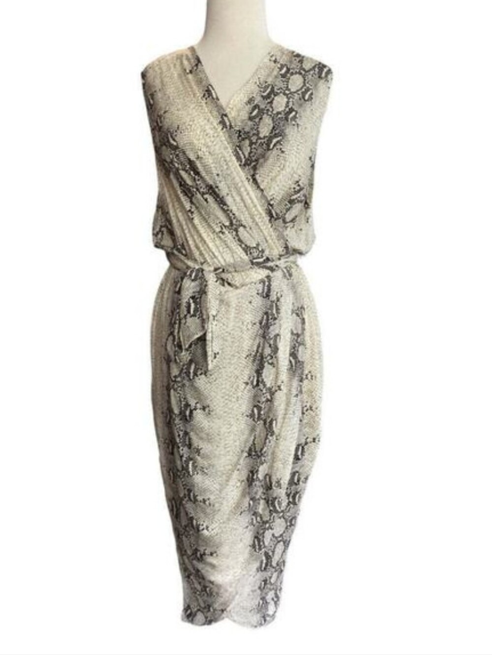 Snake Print Faux Wrap Dress